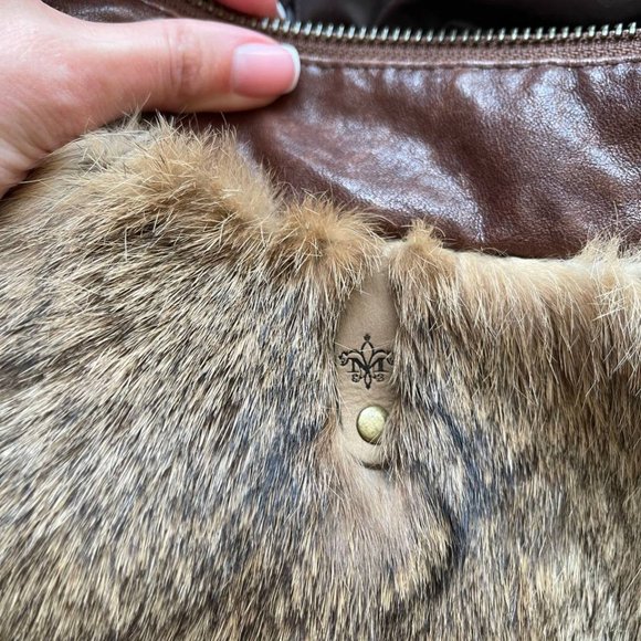 Mackage Brown Leather Jacket with Fur Accents - Picture 7 of 10